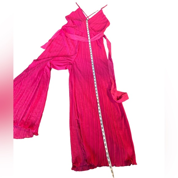 Beyond Words Womens Sleeveless Pleated Jumpsuit with Belt in Pink Coral Large - Picture 14 of 15